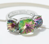 Kirks Folly Cosmic Bliss 3 Stone Crystal Ring Silvertone Size 10